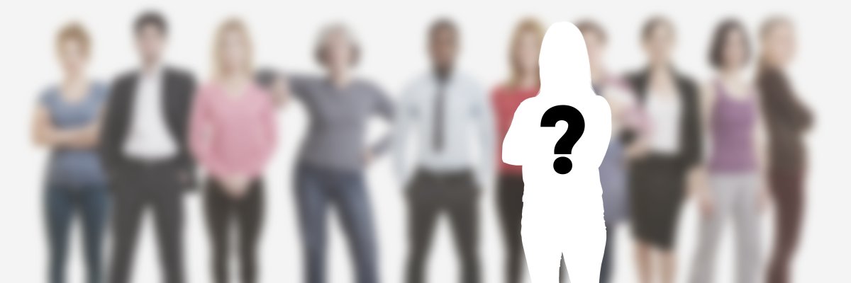 Bewerber und Mitarbeiter gesucht vor Gruppe Leute